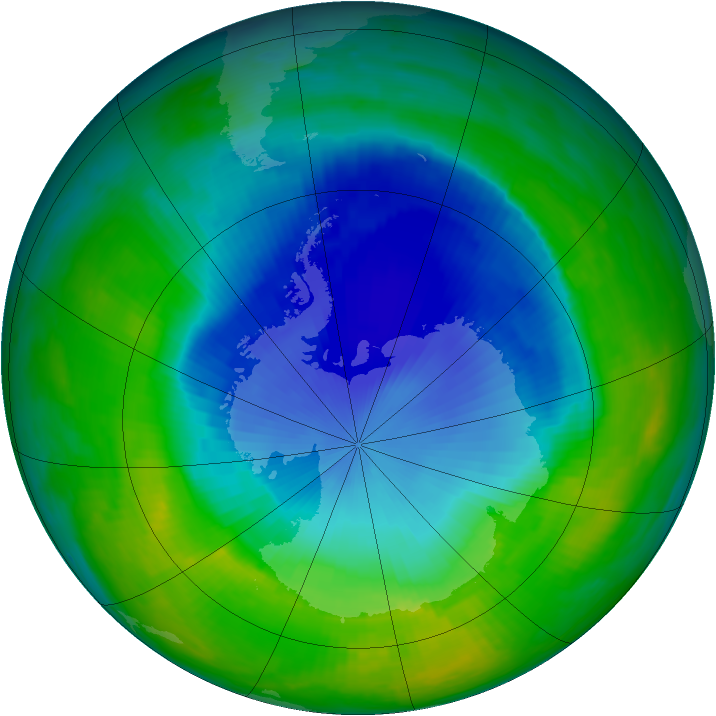 Antarctic ozone map for 04 December 1996